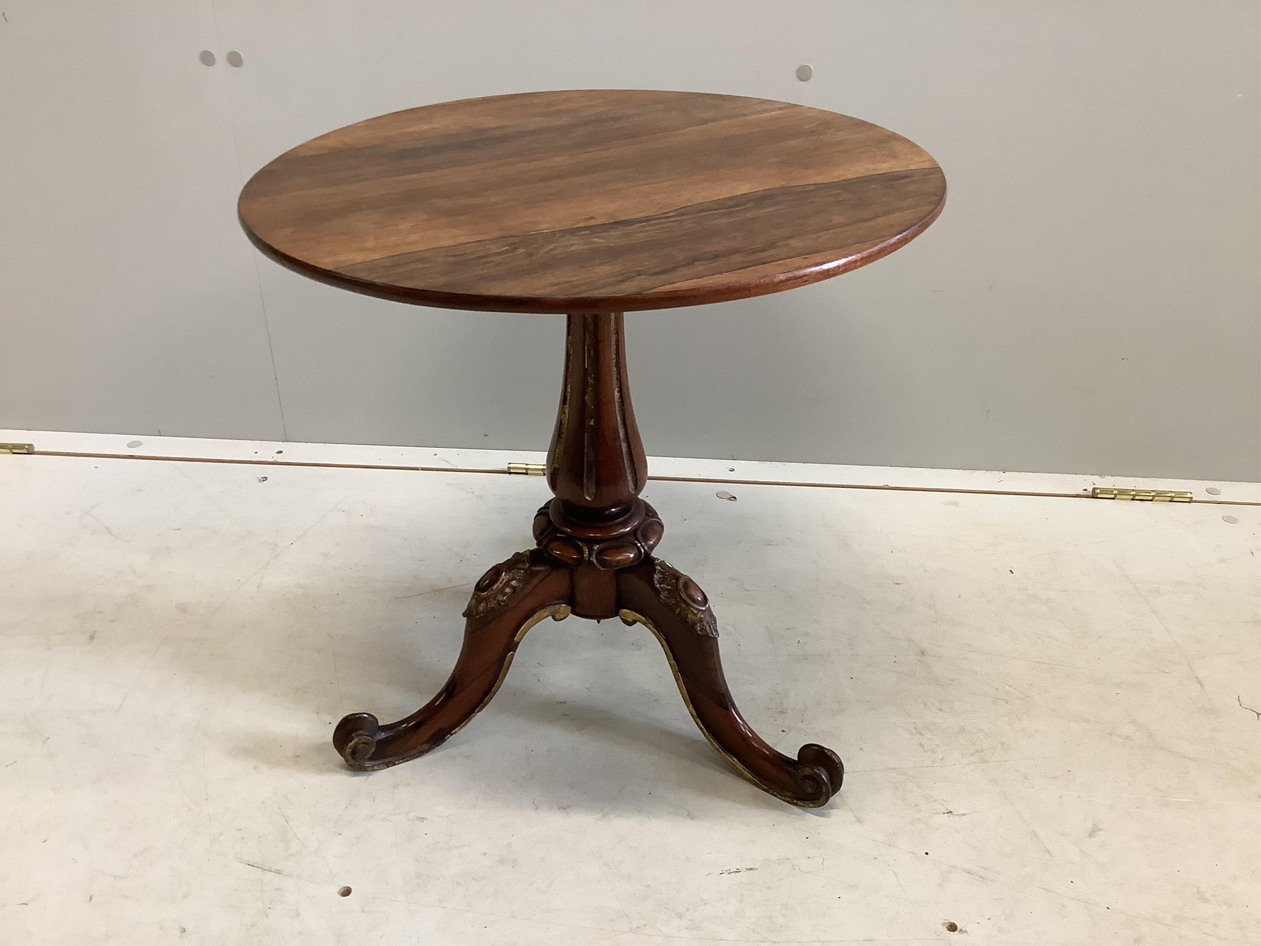 A Victorian and later circular rosewood wine table, diameter 47cm, height 47cm